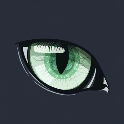 Close-up green cat eye illustration