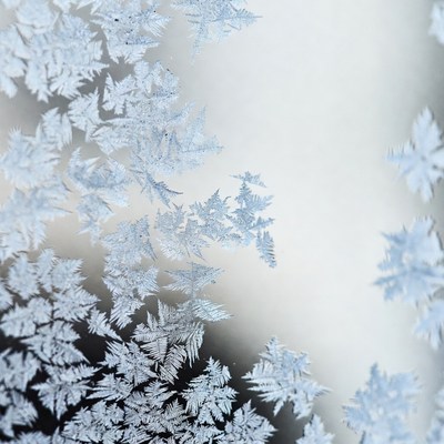 Frosty ice crystals on window