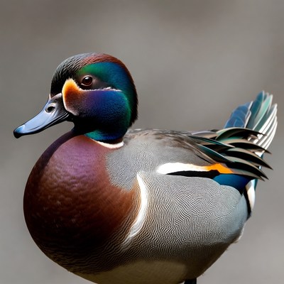 Colorful Male Wood Duck Portrait