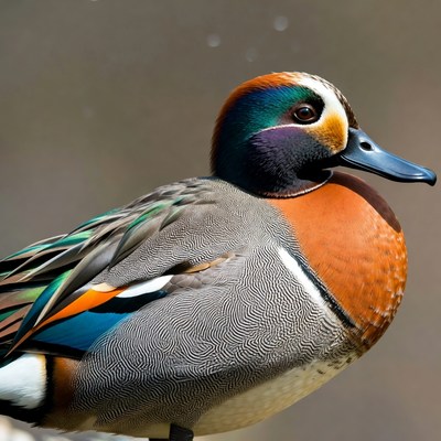 Colorful Mandarind Duck Portrait