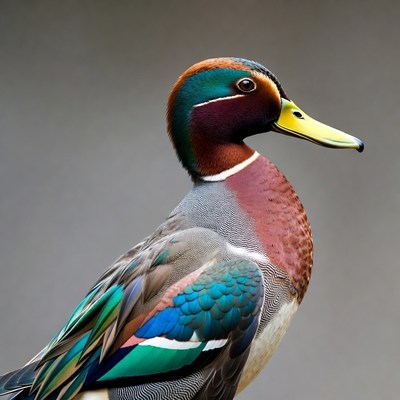 Colorful male wood duck portrait