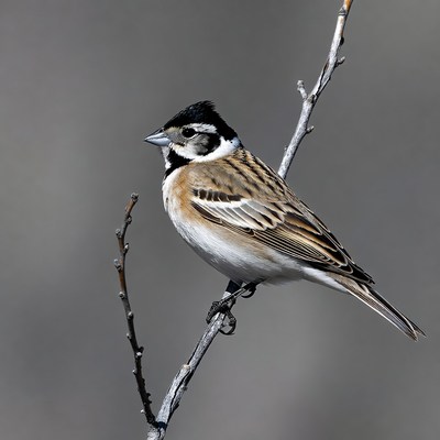 Lark Bunting perched on branch