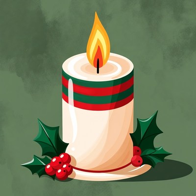 Christmas Candle with Holly