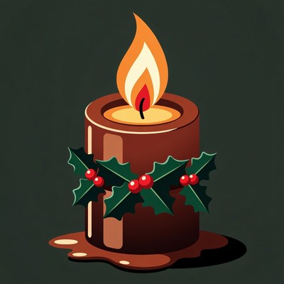 Christmas Candle with Holly
