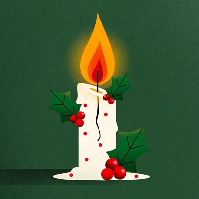 Christmas Candle with Holly