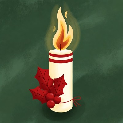 Christmas Candle with Holly