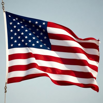 American Flag Waving in Wind
