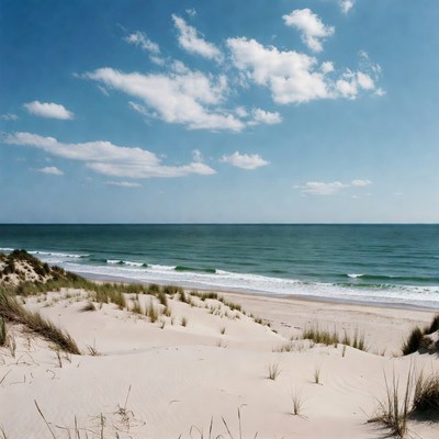 Sandy beach with dunes and ocean