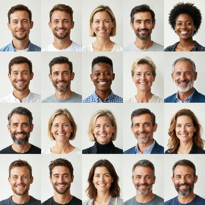 Diverse smiling headshots grid