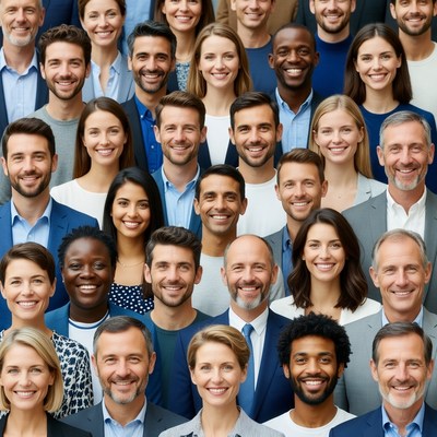 Diverse professional team smiling together