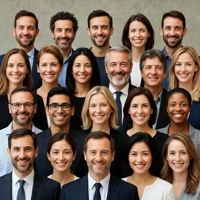 Diverse professional team smiling together