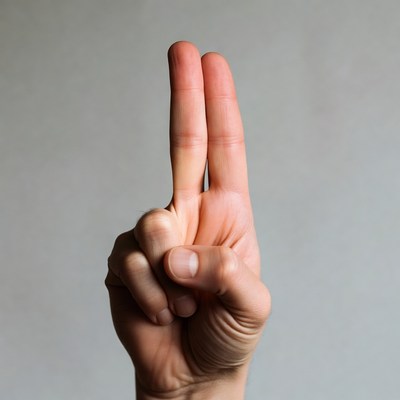 Hand making peace sign gesture