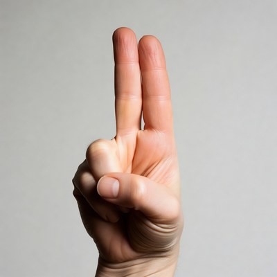 Hand making peace sign