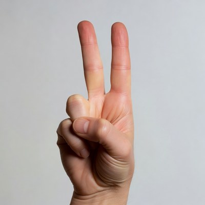 Hand making peace sign