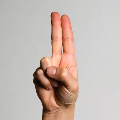 Hand making peace sign gesture