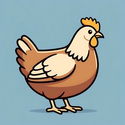 Cartoon brown chicken standing