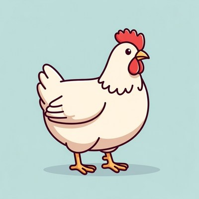 Cartoon white hen standing