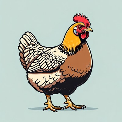 Colorful Hen Illustration Standing