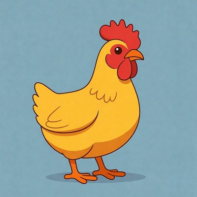 Cartoon yellow rooster standing
