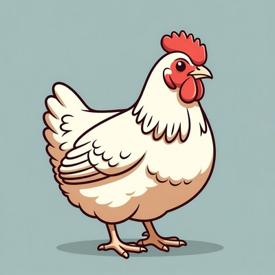 Cartoon white hen standing