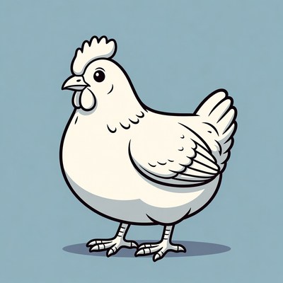 Cartoon white hen standing