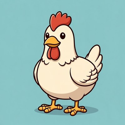 Cute cartoon white rooster