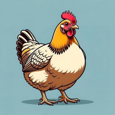 Cartoon white rooster standing