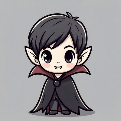 Cute chibi vampire boy illustration