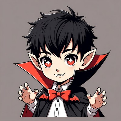 Cute chibi vampire boy illustration