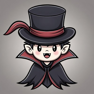 Cute chibi vampire boy smiling
