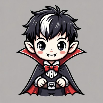 Cute chibi vampire boy illustration