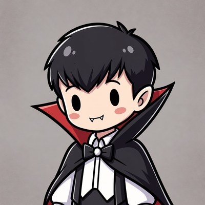Cute chibi vampire boy smiling