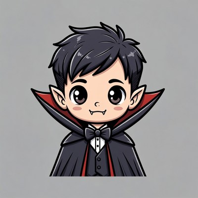 Cute chibi vampire boy illustration