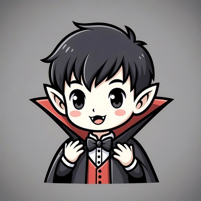 Cute chibi vampire boy smiling