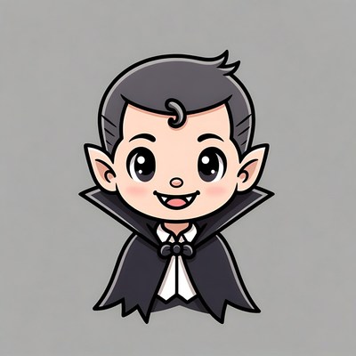 Cute chibi vampire boy smiling