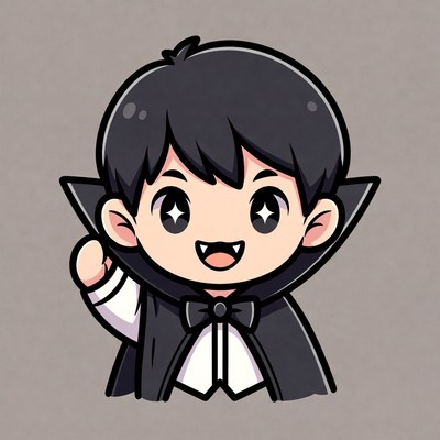 Cute chibi boy vampire illustration