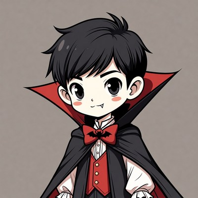Cute anime vampire boy illustration