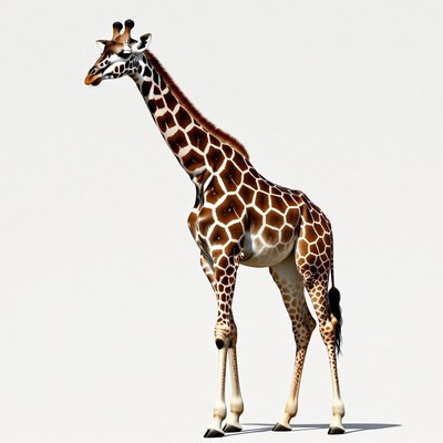 Giraffe standing on white background