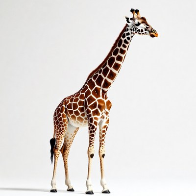 Giraffe standing on white background