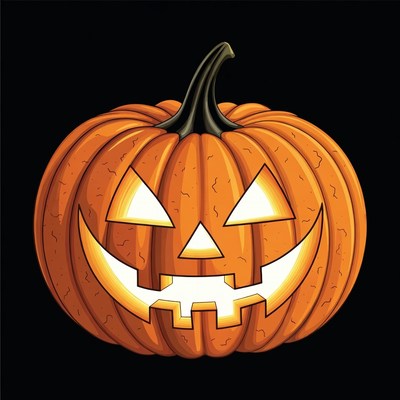 Jack-o'-lantern pumpkin on black background