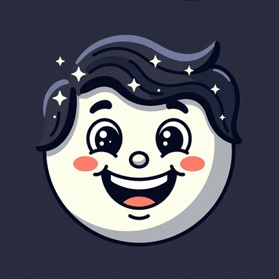 Happy cartoon boy face with stars