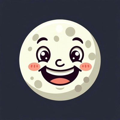 Smiling Cartoon Full Moon Face