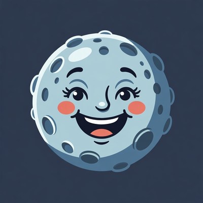 Smiling Cartoon Moon Face