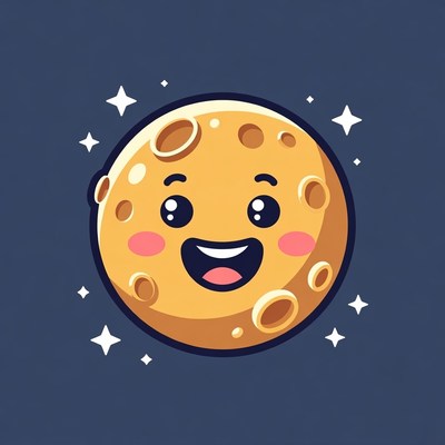 Cute Smiling Cartoon Moon