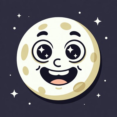 Happy cartoon moon smiling