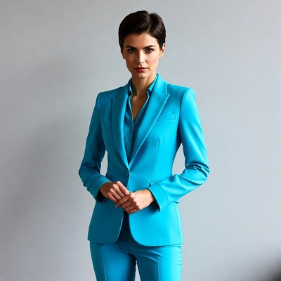 Woman in blue suit