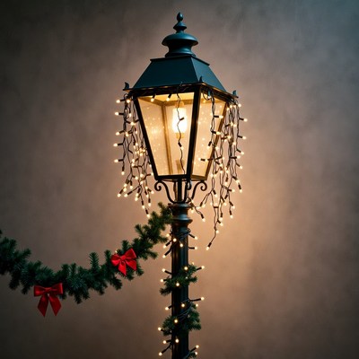 Christmas Street Lamp with Garland