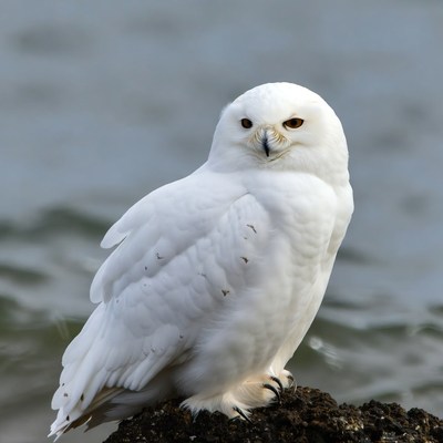 Snowy Owl Perched on Rock