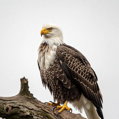 Bald eagle perched on tree branch