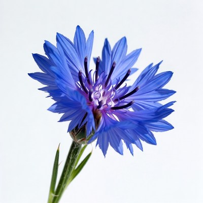 Blue Cornflower Flower on Stem